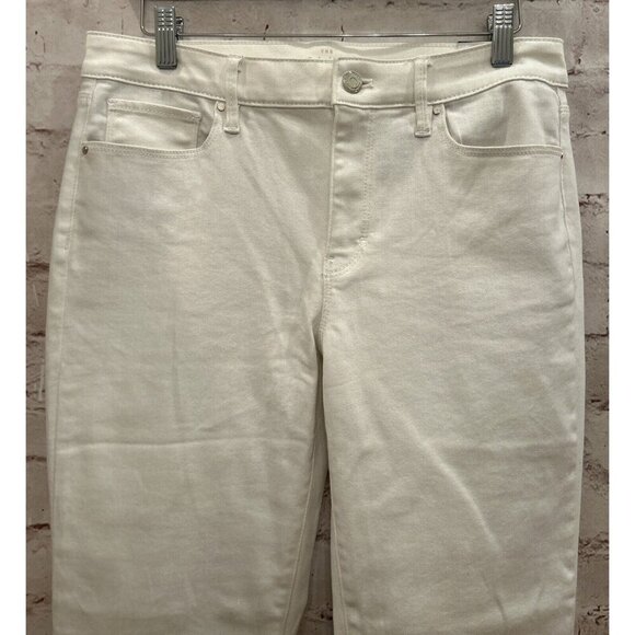 WHITE HOUSE BLACK MARKET WHBM The Slim Crop Jean Mid Rise Ivory Denim Size 8 NEW - Picture 2 of 5